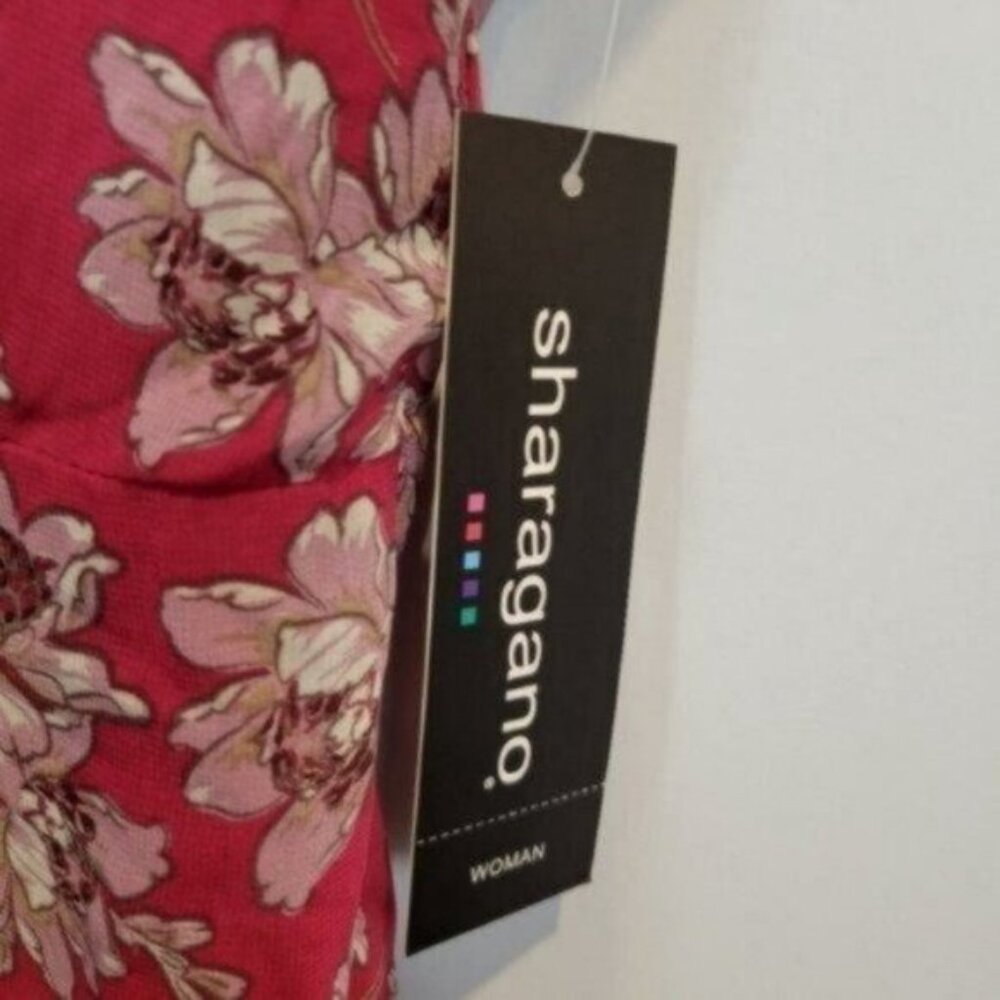 Sharagano Floral Faux Wrap Midi Dress Pink Plus NWT - Picture 5 of 14